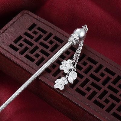 子佩集【灯下尘】纯银光珠心经发簪【LXP001】纯银古风汉服配饰