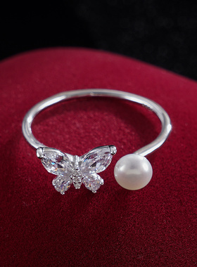 子佩集S925银【蝶依】戒指【J03140】珍珠2401
