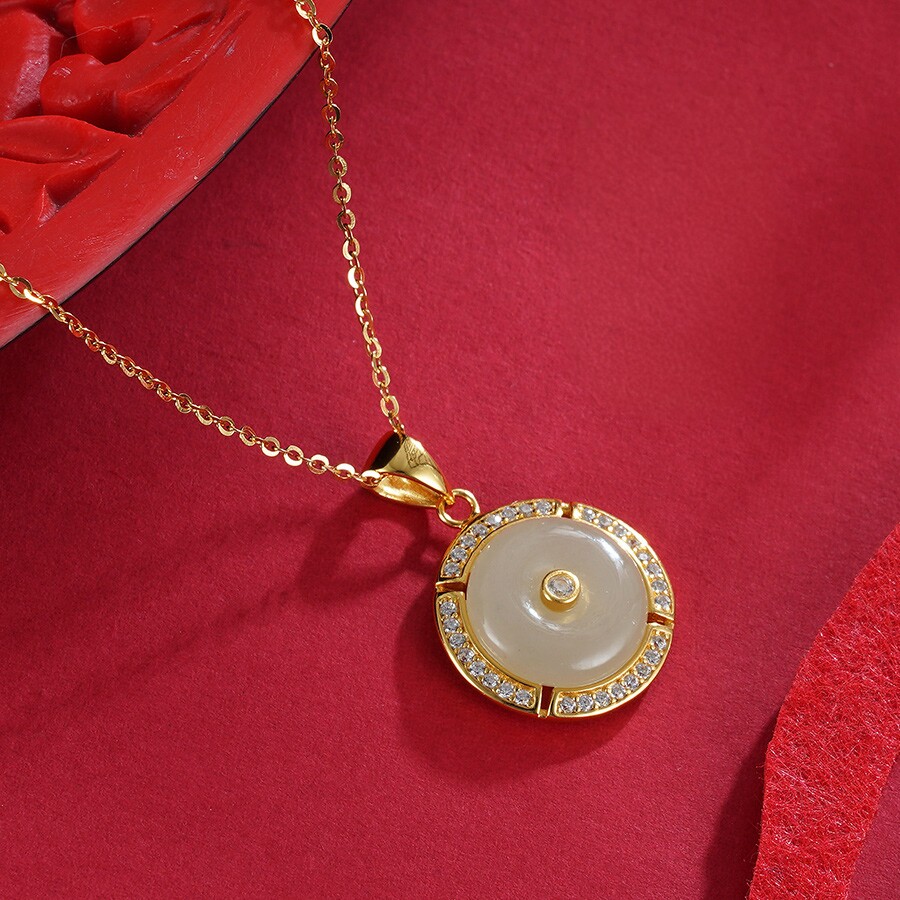 子佩集925银【画芷】和田玉套链项链【WSB7577】镀金和田玉