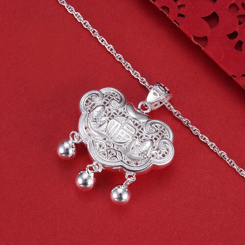 子佩集S990银【吉祥福】套链【CM4011-4】儿童长命锁搭配链随机