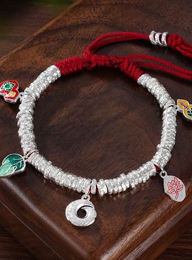 子佩集S999【一叶福生】手串【SC000729】纯银钱串手链