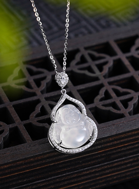 子佩集S925【弥勒福禄】套链【XL021856】纯银时尚白玉髓项链