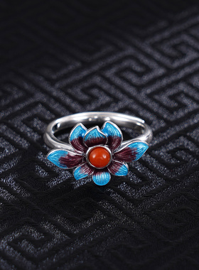 子佩集S925【莲花沁影】戒指【JZ00318】纯银珐琅彩