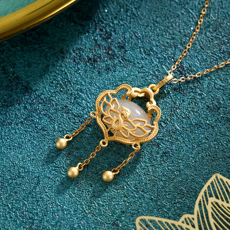 子佩集S925【东风嫣然】套链【DZ06282】纯银古法银项链锁镀金