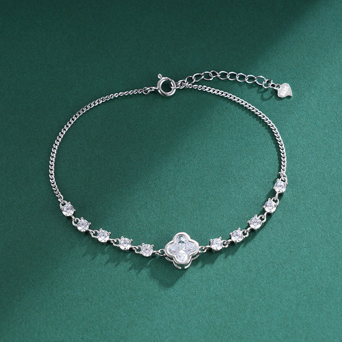 子佩集S925纯银手链【四叶问雪】时尚四叶草锆石轻奢【SL070090】