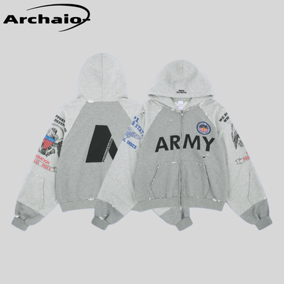 ProtocolIndex水洗破坏拉链开衫