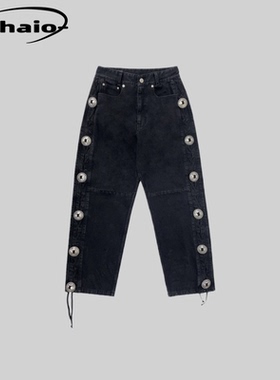 Grailz ProjectGR x MFM333 联名侧边绑带金属扣轮廓水洗牛仔裤