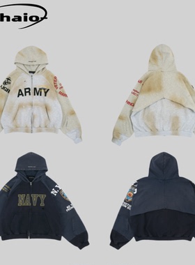 Grailz ProjectGR 24fw 假两件解构拼接拉链卫衣廓形印花外套开衫