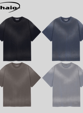 Grailz 24ss ERBE系列 水洗做旧Vinatge短袖 纯色百搭廓形剪裁tee