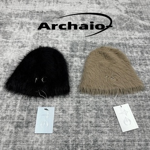 金属星月logo海马毛毛绒针织冷帽保暖套头帽韩国 24fw Thug Club