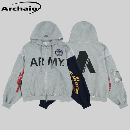 Protocol Index 25fw 多元素撞色拼接做旧拉链帽衫外套 ProjectGR