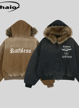 Protocol Index 25fw 可拆卸毛领渐变水洗做旧复古底特律夹克外套