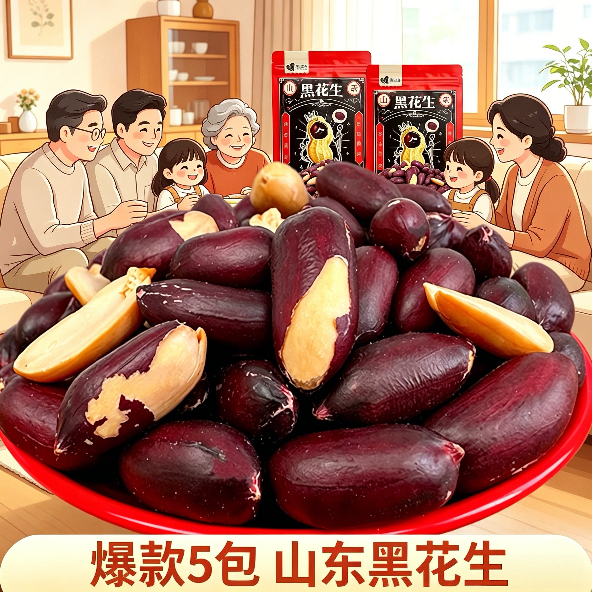 山东黑皮五香花生黑玉珍网红零食