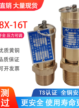 飞峰A28X-16T全铜安全阀弹簧式螺杆机空压机油气桶自动泄压安全阀