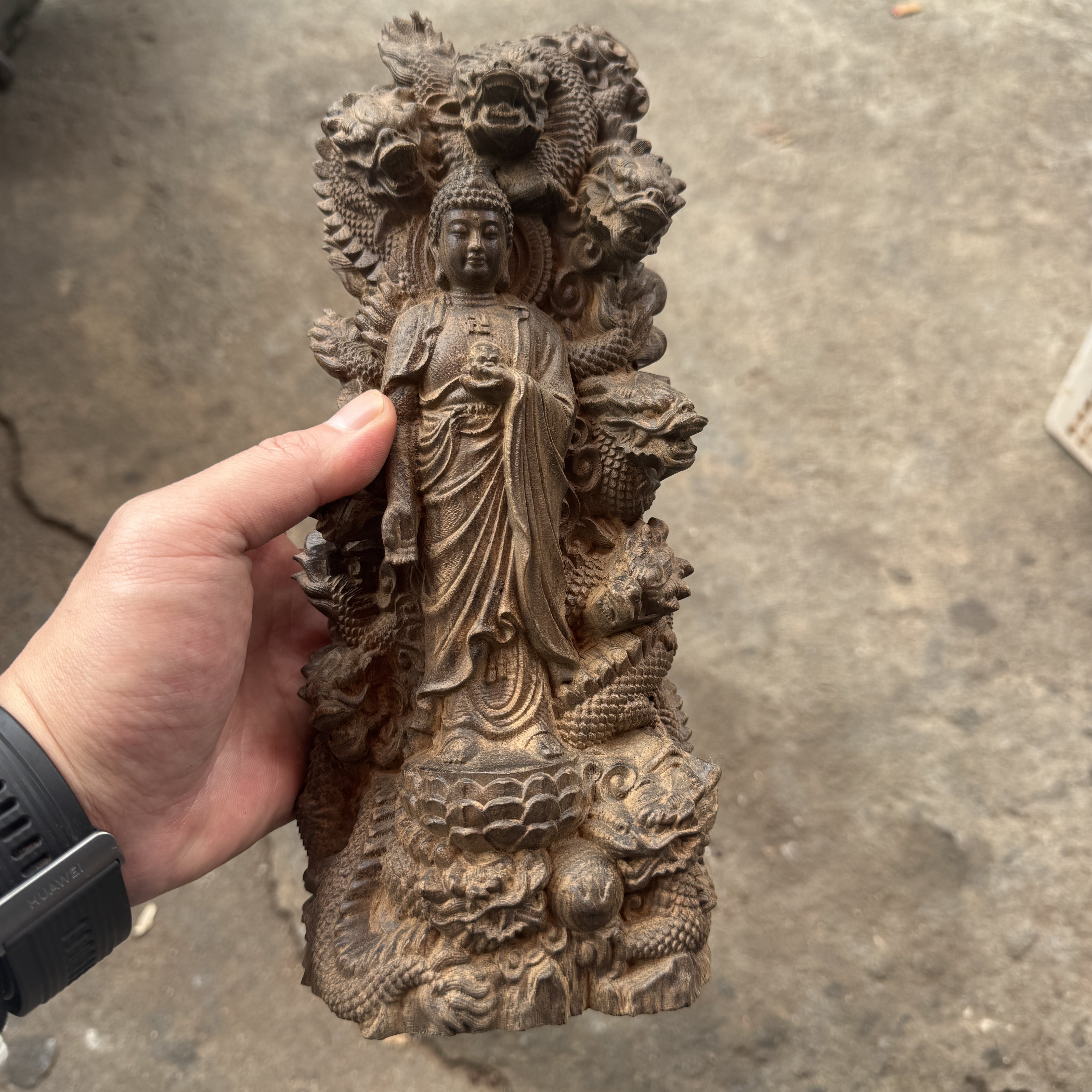越南沉香木雕刻大日如来菩萨摆件佛主供奉家居实木装饰品摆放工艺