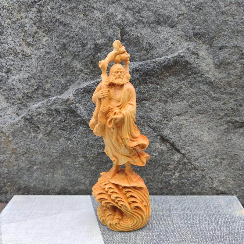 实木雕刻达摩渡江木雕摆件天然崖柏木一苇渡江达中式人物工艺礼品