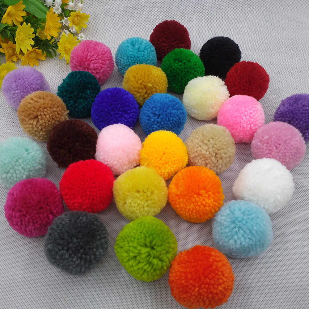 5cm毛线圆球彩色毛绒球球手工DIY材料民族包配饰服装辅料4个包邮