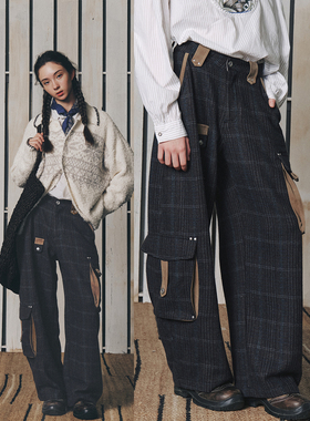 不路牌 驯鹿师宽松直筒多口袋工装长裤