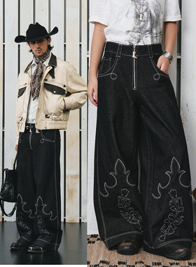 不路牌「拓荒者」复古直筒宽松阔腿牛仔长裤