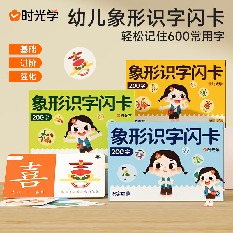 幼儿象形识字闪卡幼小启蒙早教识字卡0-3-6岁幼儿认字启蒙象形字幼小