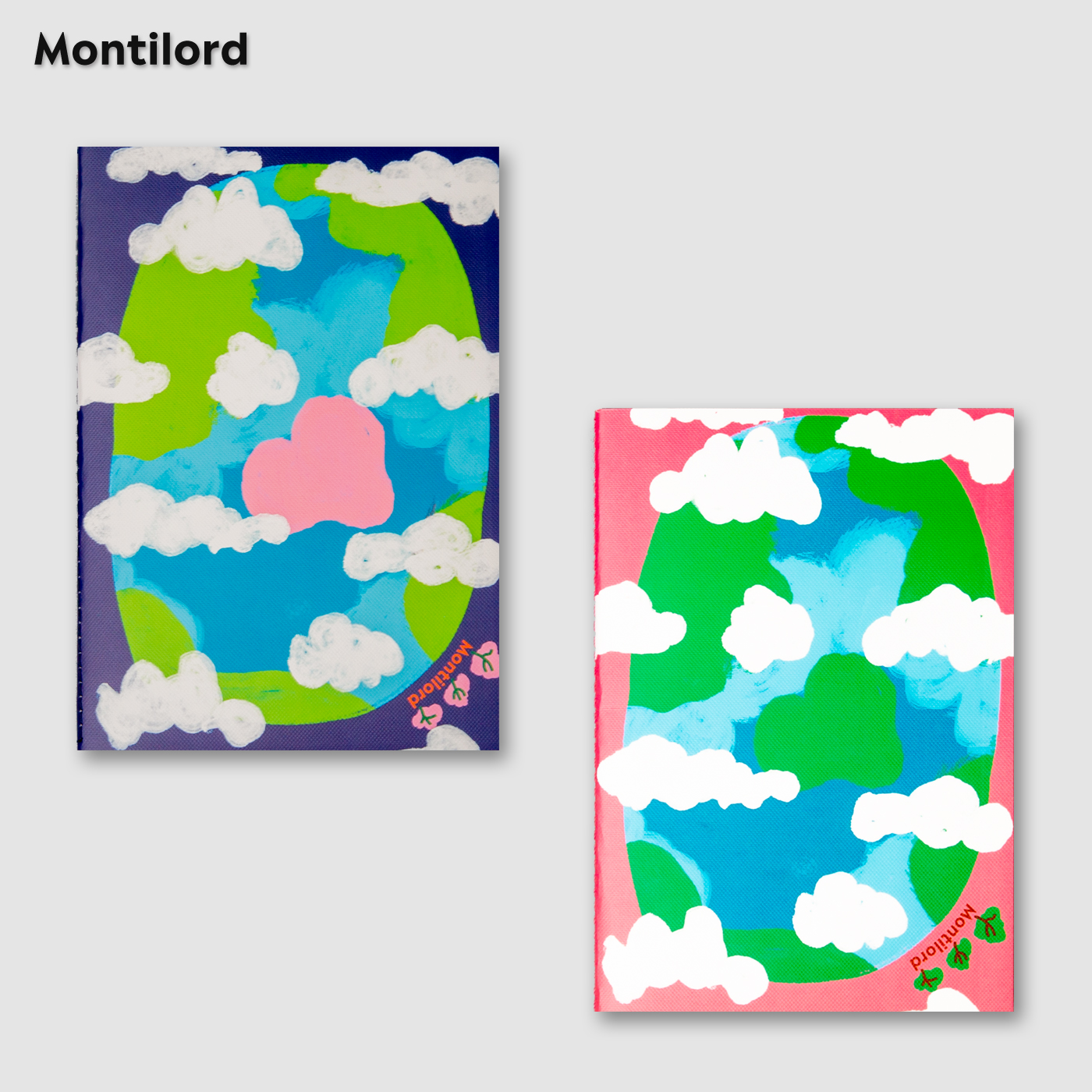 『Montilord』A5横线软抄本 PLUS纸 粉红星球爱心地球 线装本 缝线本软面纹理大中学生笔记事本文具官方