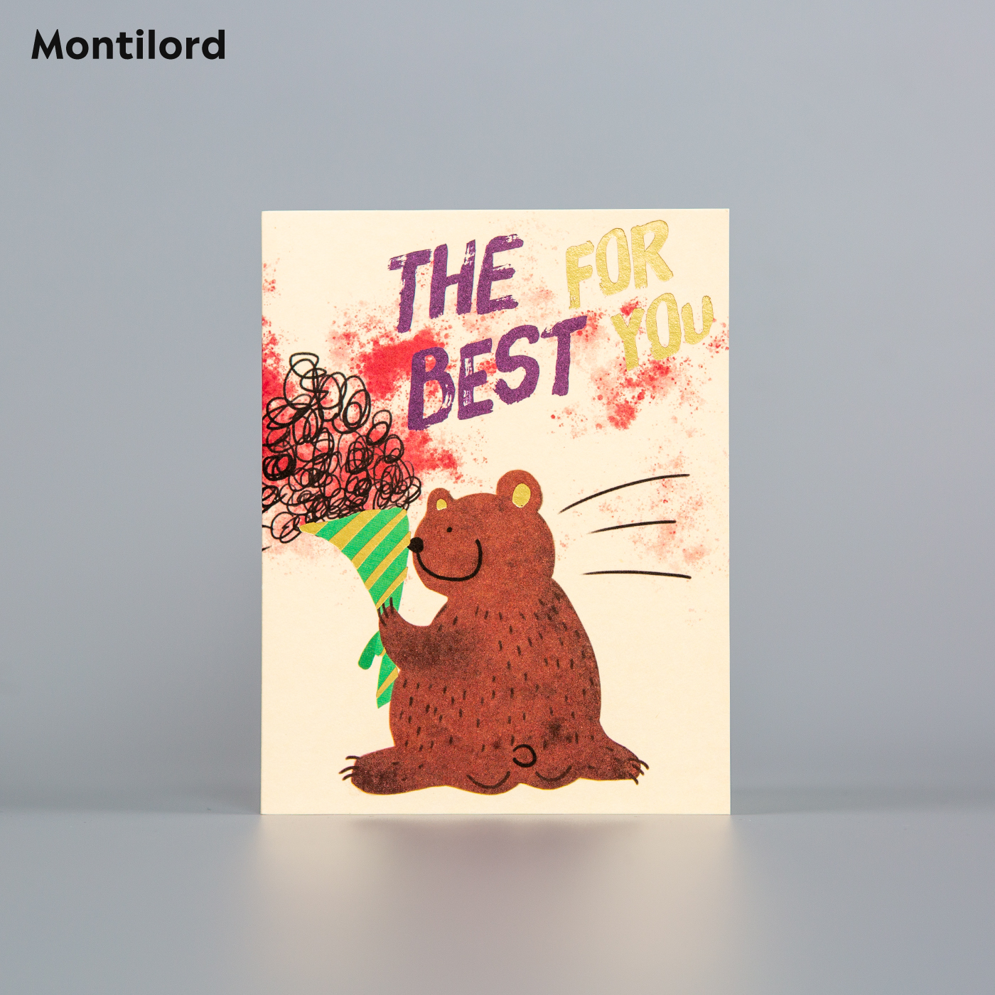 『Montilord』对折贺卡 中号 带信封 温暖熊 送礼节日中秋情人圣诞礼品心意周年纪念对象