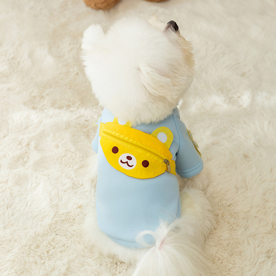 可爱小熊斜挎包卫衣小狗狗开春衣服秋冬款泰迪比熊猫咪小型幼犬