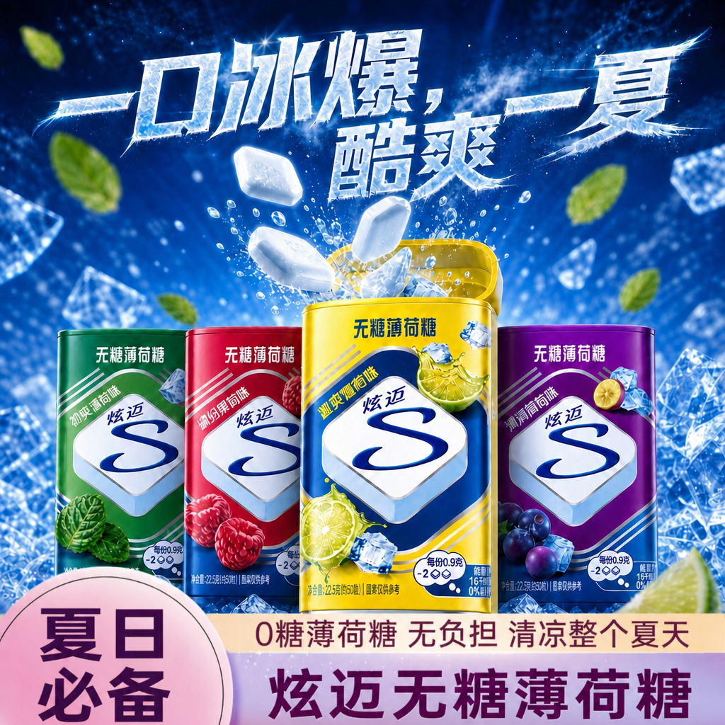 炫迈无糖薄荷糖22.5g清新口气