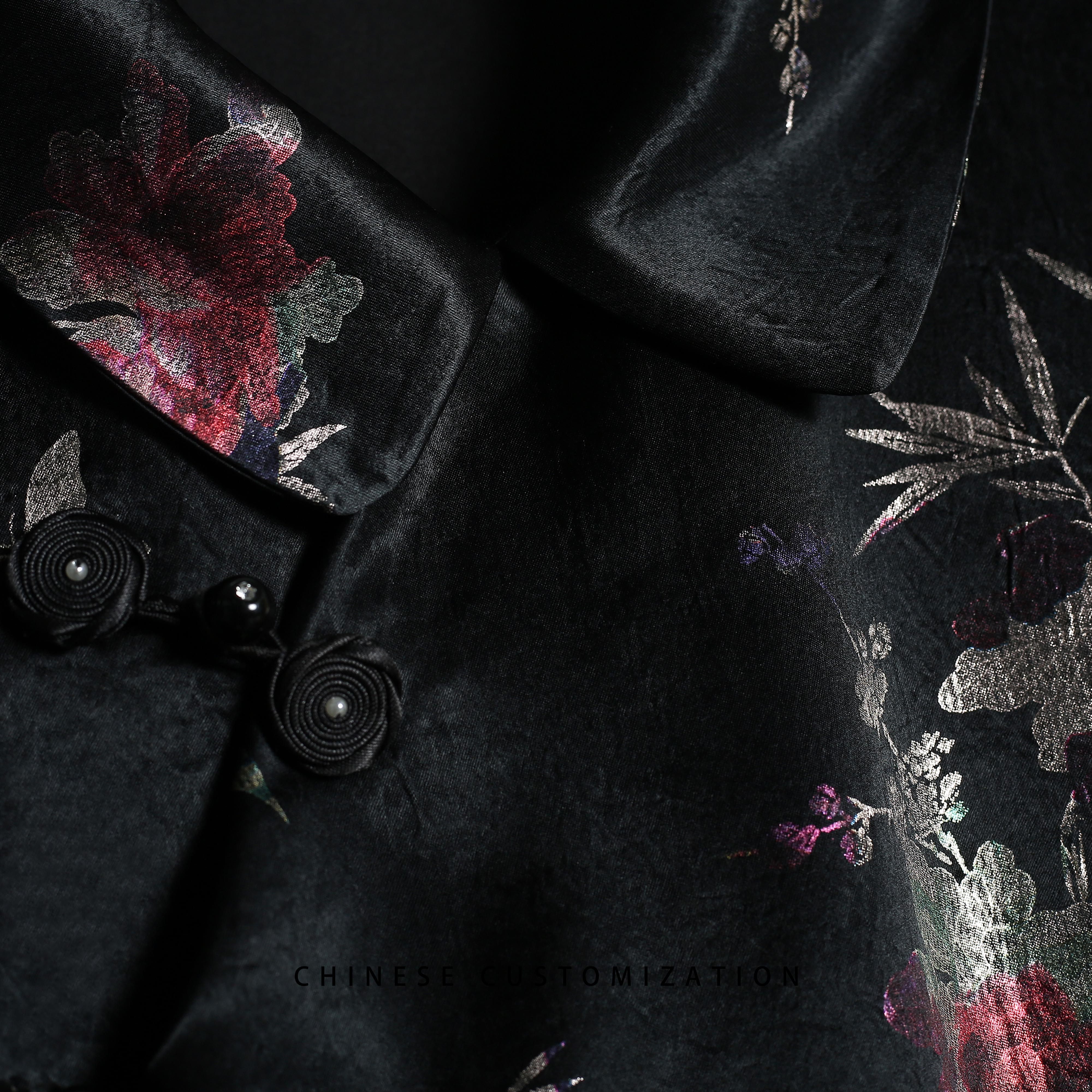 【大娇来了】进口皱感醋酸 金银铂印花 国风背心马甲24LY097