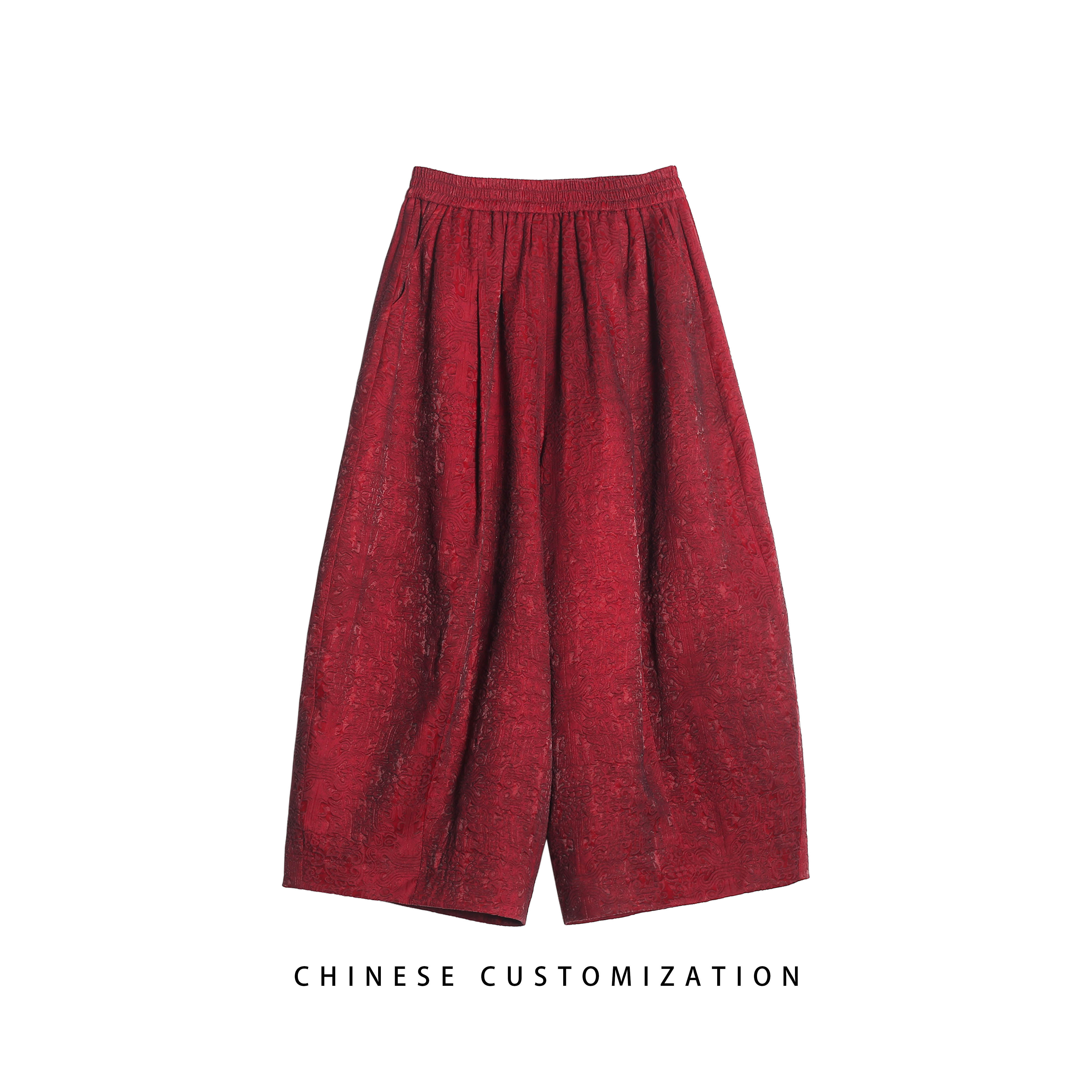 【大娇来了】古法老油丝 重磅香云纱 重工肌理感 中式长裤24LY937