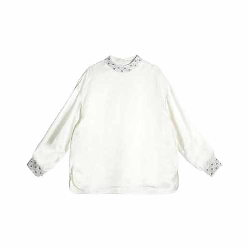 【大娇来了】100桑蚕丝 重磅不透刺绣 中式国风衬衫25L1080