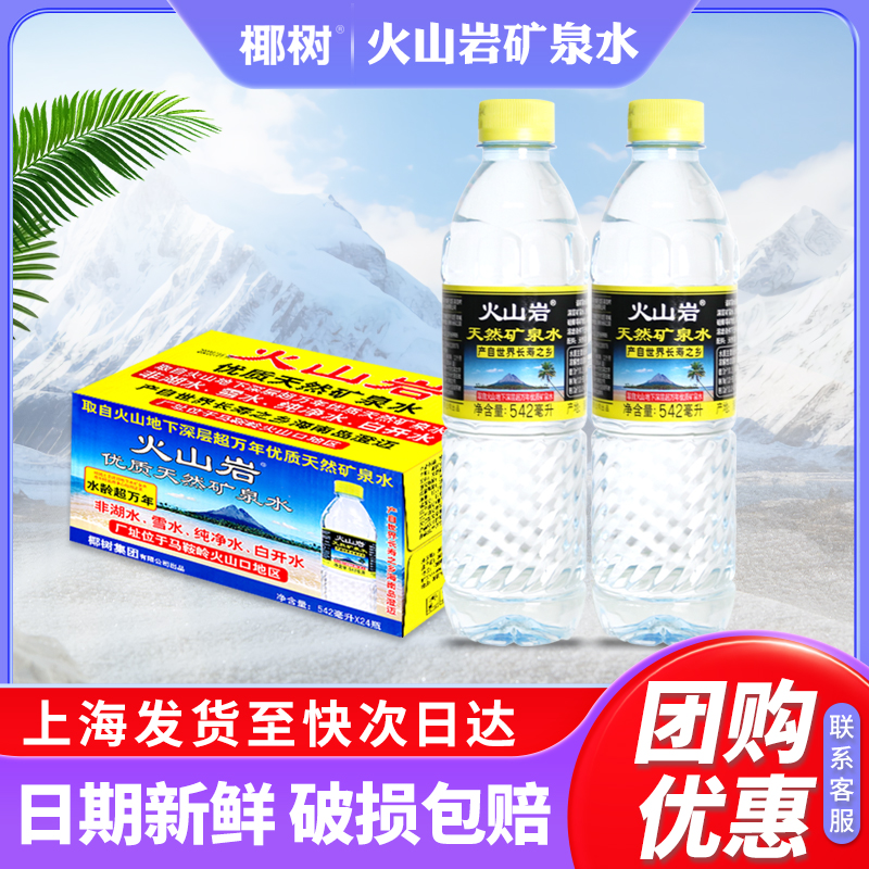 海南椰树牌火山岩天然矿泉水542ml*24瓶整箱小瓶装饮用水包邮特价