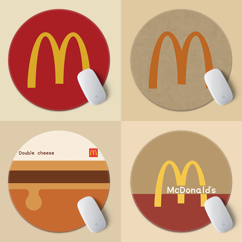 麦当劳创意鼠标垫办公锁边护腕游戏女生家用桌垫便携防滑圆形定制