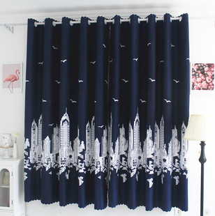 暖黄色挂遮光双层遮光挂钩式卧室布窗帘卧室成品窗帘钓卧室一片