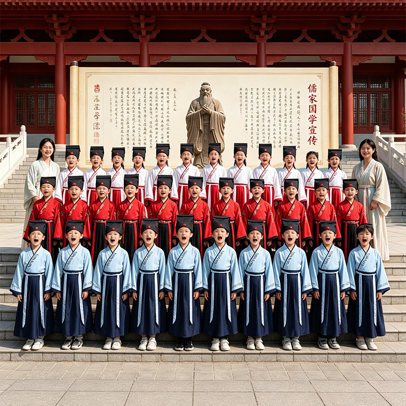 国学服汉服男童小学生开笔礼
