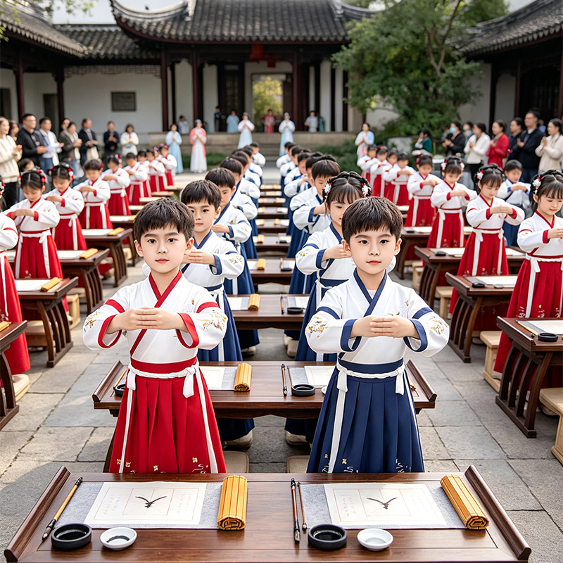 儿童汉服国学服装书童