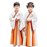 汉服男童女童夏季2024新款儿童古装国学古风帅气唐装演出服中秋款
