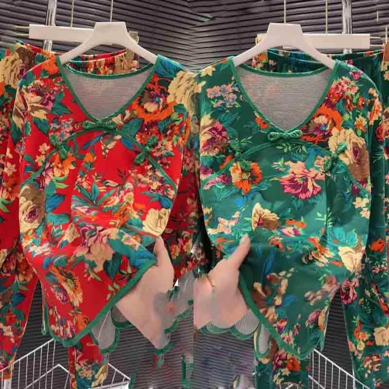 民族风东北大花德绒保暖家居服秋冬网红洋气复古国风大码宽松睡衣,女士内衣/男士内衣/家居服,睡衣/家居服套装,淘宝优惠券,粉丝福利购,淘宝优惠卷