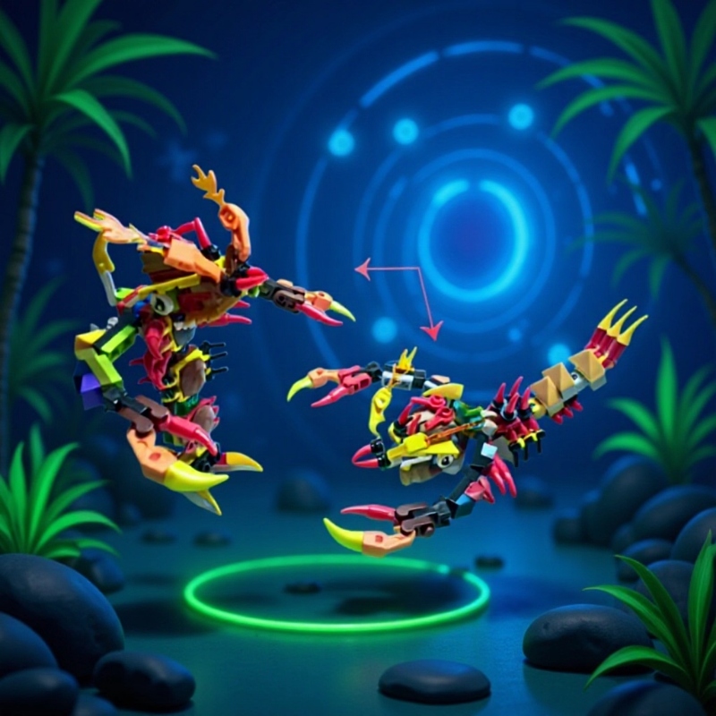 海底龙虾魔鬼鱼鲨鱼6合体蟹王机甲怪兽拼装益智积木模型儿童玩具