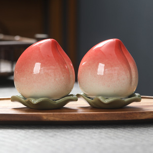 蕴章红创意陶瓷桃子茶叶密封罐长辈寿诞创意伴手礼桃子罐可加logo