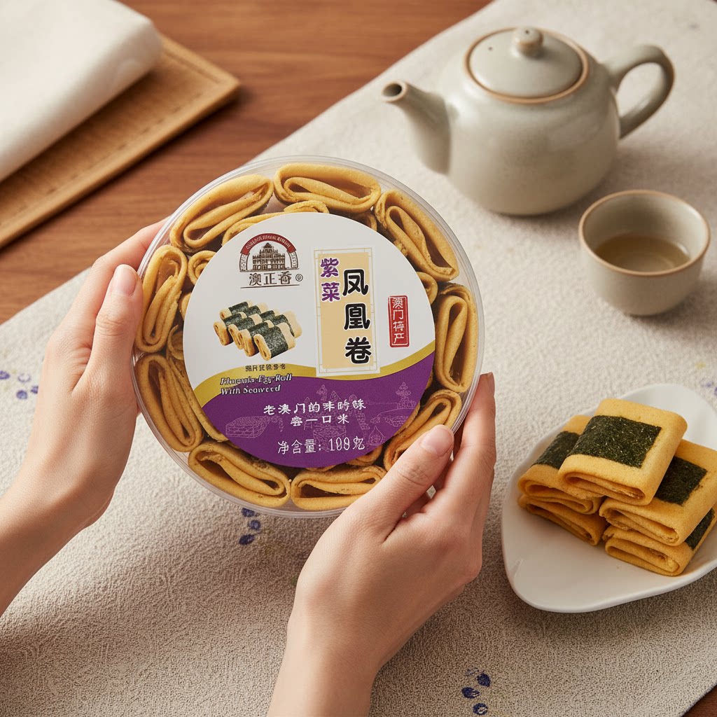 澳正香饼家广东澳门珠海特产手信海苔紫菜凤凰卷蛋卷糕点零食小吃