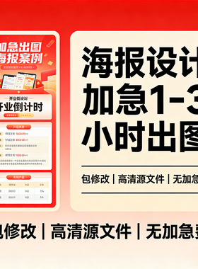 海报设计定制宣传单页易拉宝展板开业电商促销海报排版制作加急