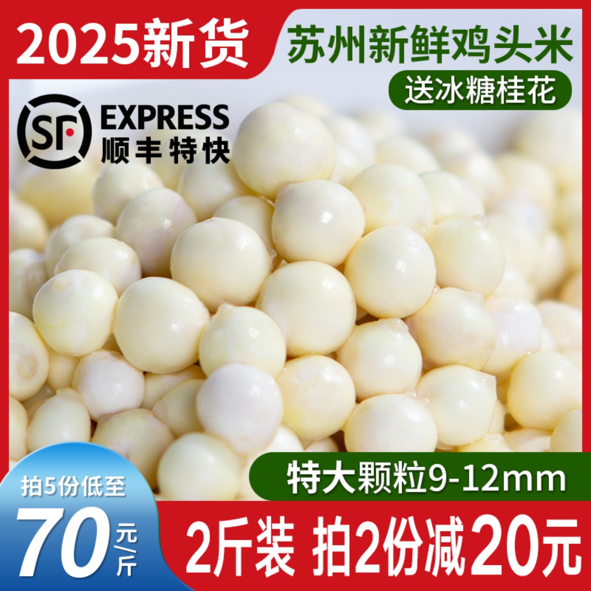 2025当季特大苏州新鲜鸡头米顺丰