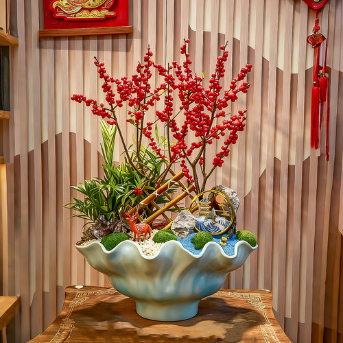 简约中式陶瓷造景花盆大口径盆景