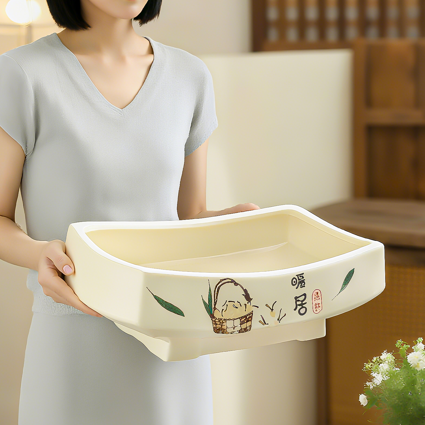 陶瓷花盆中式创意简约禅意造景盆