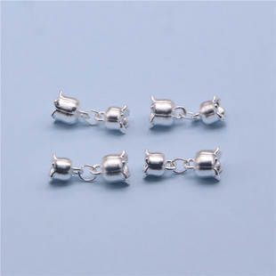 足银s999纯银配饰3D桃花隔珠招桃花运红绳编手绳手链散珠diy配件