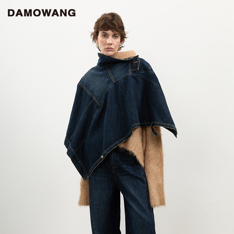 DAMOWANG 2025秋冬新款全棉复古时尚蝙蝠袖牛仔外套显瘦上衣女
