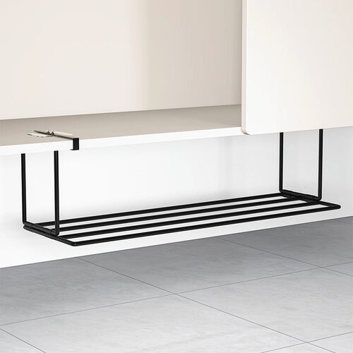 家用脸盆收纳架免打孔洗漱台浴室柜下折叠置物架卫生间悬之