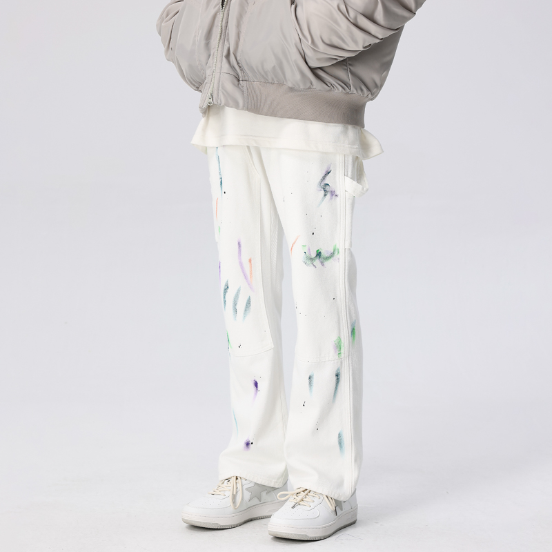 XINYINSU新因素彩色泼墨牛仔裤