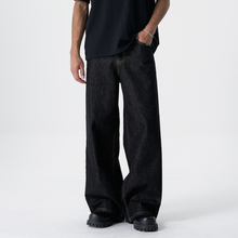 新因素美式cleanfit黑窄幅赤耳原牛复古阔腿直筒A字宽松牛仔裤男